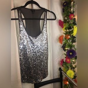 Guess | Women’s Silver Sequin/Gray Tank Top